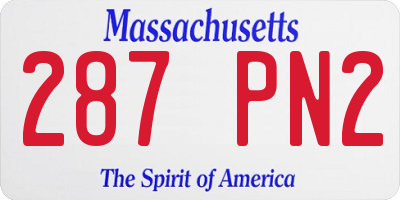 MA license plate 287PN2