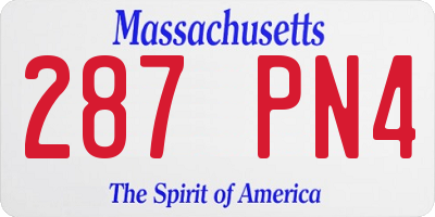 MA license plate 287PN4