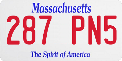 MA license plate 287PN5