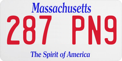 MA license plate 287PN9