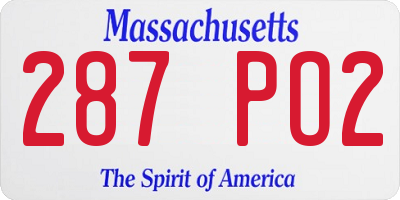 MA license plate 287PO2