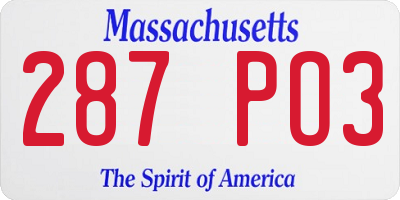 MA license plate 287PO3