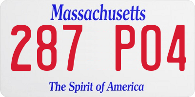 MA license plate 287PO4