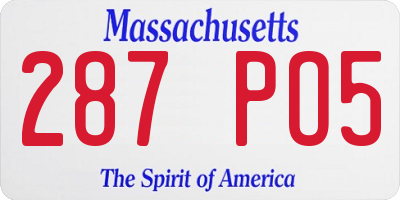 MA license plate 287PO5