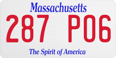 MA license plate 287PO6