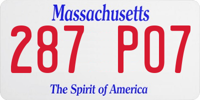 MA license plate 287PO7
