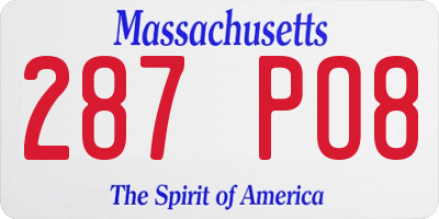 MA license plate 287PO8