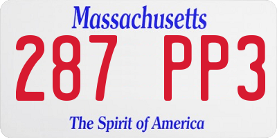 MA license plate 287PP3