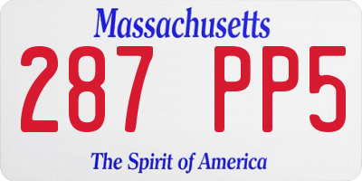 MA license plate 287PP5