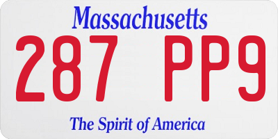 MA license plate 287PP9
