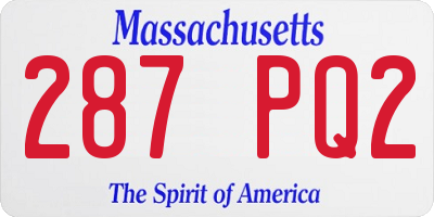 MA license plate 287PQ2