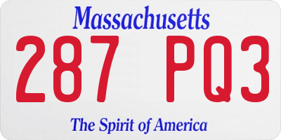 MA license plate 287PQ3