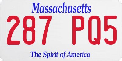 MA license plate 287PQ5