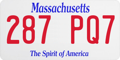 MA license plate 287PQ7