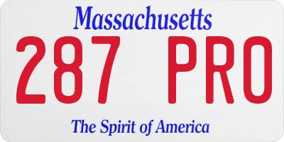 MA license plate 287PR0