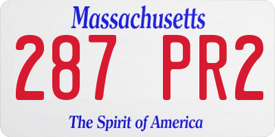 MA license plate 287PR2