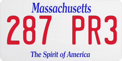MA license plate 287PR3