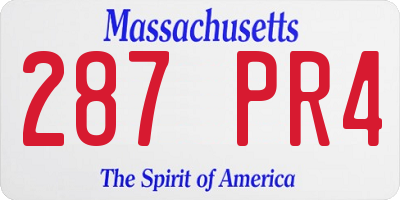MA license plate 287PR4