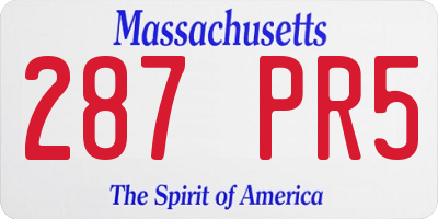 MA license plate 287PR5