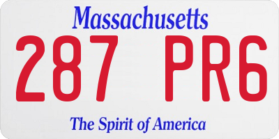 MA license plate 287PR6