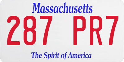 MA license plate 287PR7
