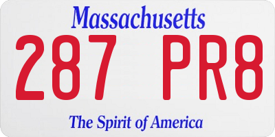 MA license plate 287PR8