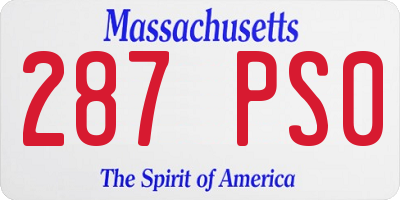 MA license plate 287PS0
