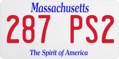 MA license plate 287PS2