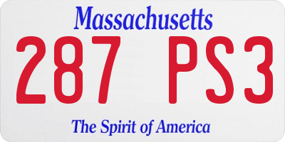 MA license plate 287PS3