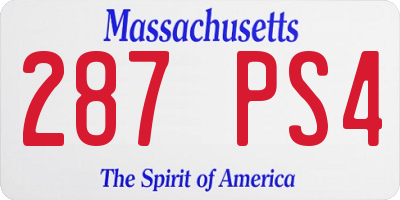 MA license plate 287PS4