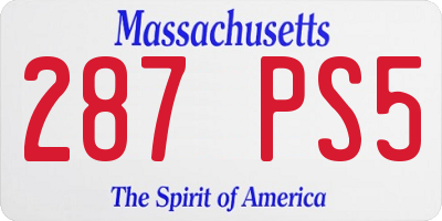 MA license plate 287PS5