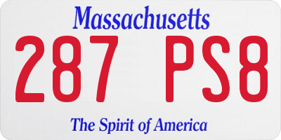MA license plate 287PS8