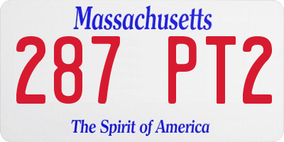 MA license plate 287PT2