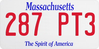 MA license plate 287PT3