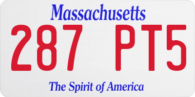 MA license plate 287PT5