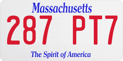 MA license plate 287PT7