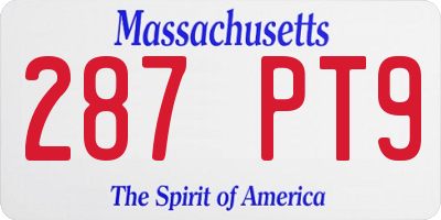 MA license plate 287PT9