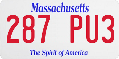 MA license plate 287PU3