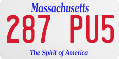 MA license plate 287PU5