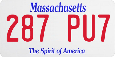 MA license plate 287PU7