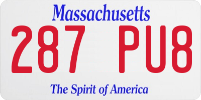 MA license plate 287PU8