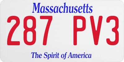 MA license plate 287PV3