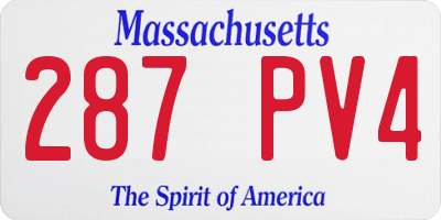 MA license plate 287PV4