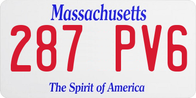 MA license plate 287PV6