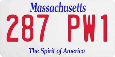 MA license plate 287PW1