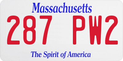 MA license plate 287PW2