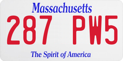 MA license plate 287PW5
