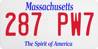 MA license plate 287PW7
