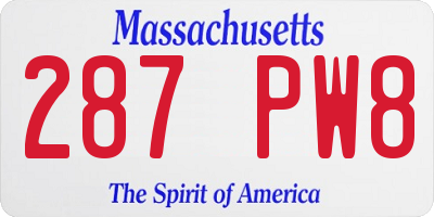 MA license plate 287PW8