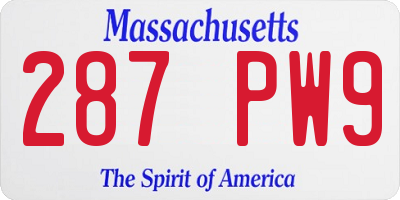 MA license plate 287PW9